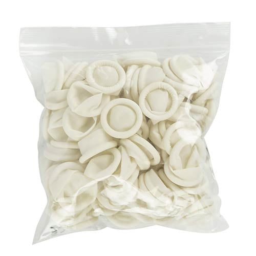 WHITE LATEX THIMBLES - 100 units