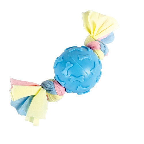 KNOTS BALL TPR TOY WITH RAG ROPE - 20 x 6 cm