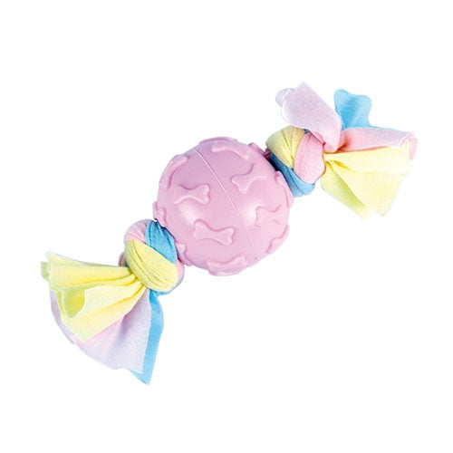KNOTS BALL TPR TOY WITH RAG ROPE - 20 x 6 cm