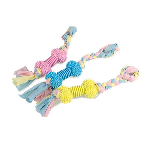 BONE TPR TOY WITH RAG ROPE - 39 x 6.5 cm