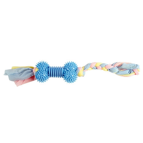 BONE TPR TOY WITH RAG ROPE - 39 x 6.5 cm