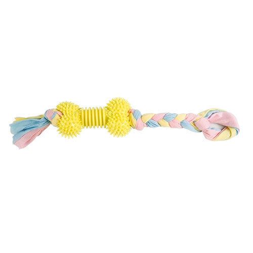BONE TPR TOY WITH RAG ROPE - 39 x 6.5 cm
