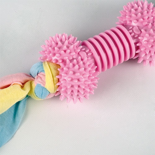 BONE TPR TOY WITH RAG ROPE - 39 x 6.5 cm