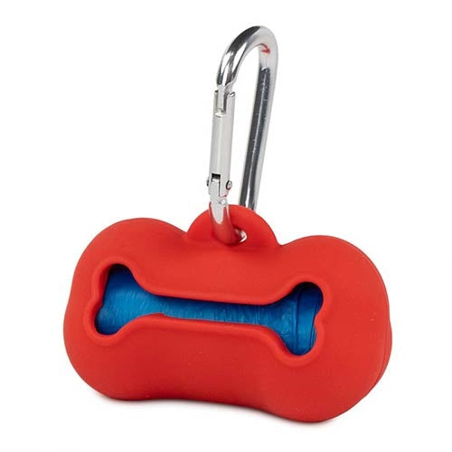 SILICONE BONE POOP BAG DISPENSER