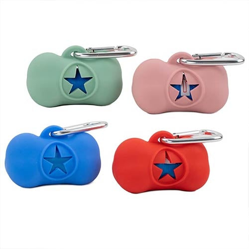 SILICONE BONE POOP BAG DISPENSER