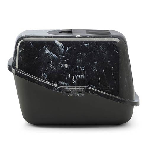 NESTOR HINGED DOOR LITTER BOX - MARBLE BLACK - 56 x 39 x 38.5 cm