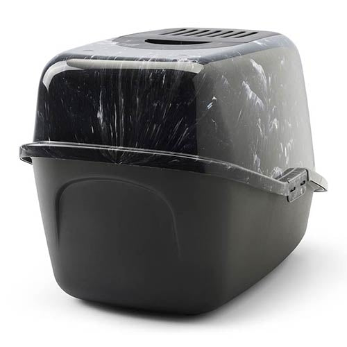 NESTOR HINGED DOOR LITTER BOX - MARBLE BLACK - 56 x 39 x 38.5 cm