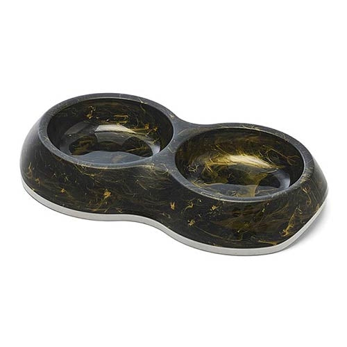 DELICE MARBLE PLASTIC FEEDER - DOUBLE - BLACK - 2 x 200 ml